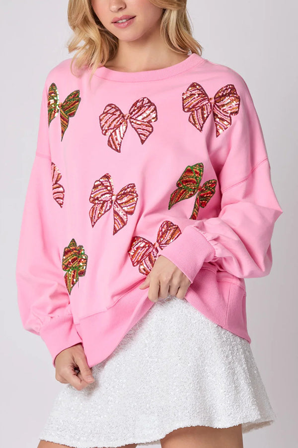 R&B | Weihnachtsbogen Pailletten Lockere Freizeit Langarm Sweatshirt