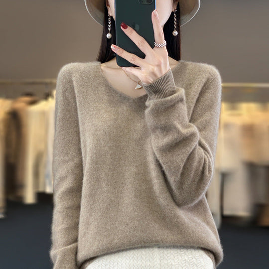 R&B | Lockerer Damenpullover mit V-Ausschnitt für Herbst und Winter