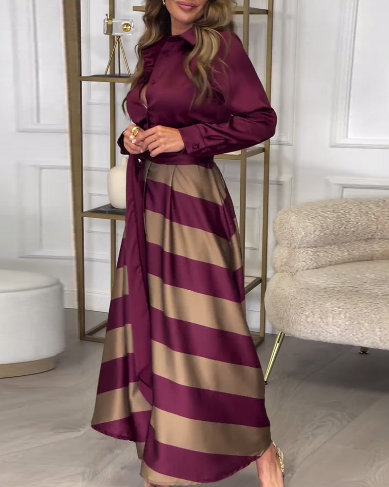 R&B | Kleid mit Streifenmuster und Reversriemen