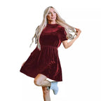 R&B | Einfarbiges Samtkleid