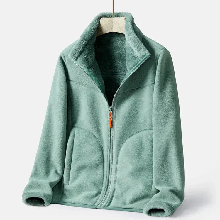 R&B | Warme Fleecejacke mit Doppelter Knopfleiste für Damen