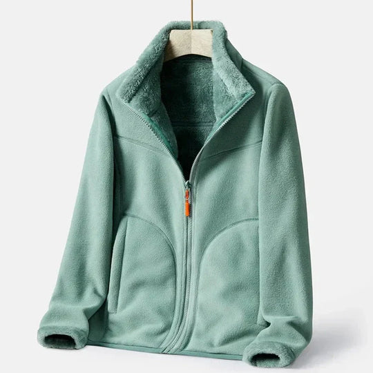 R&B | Warme Fleecejacke mit Doppelter Knopfleiste für Damen