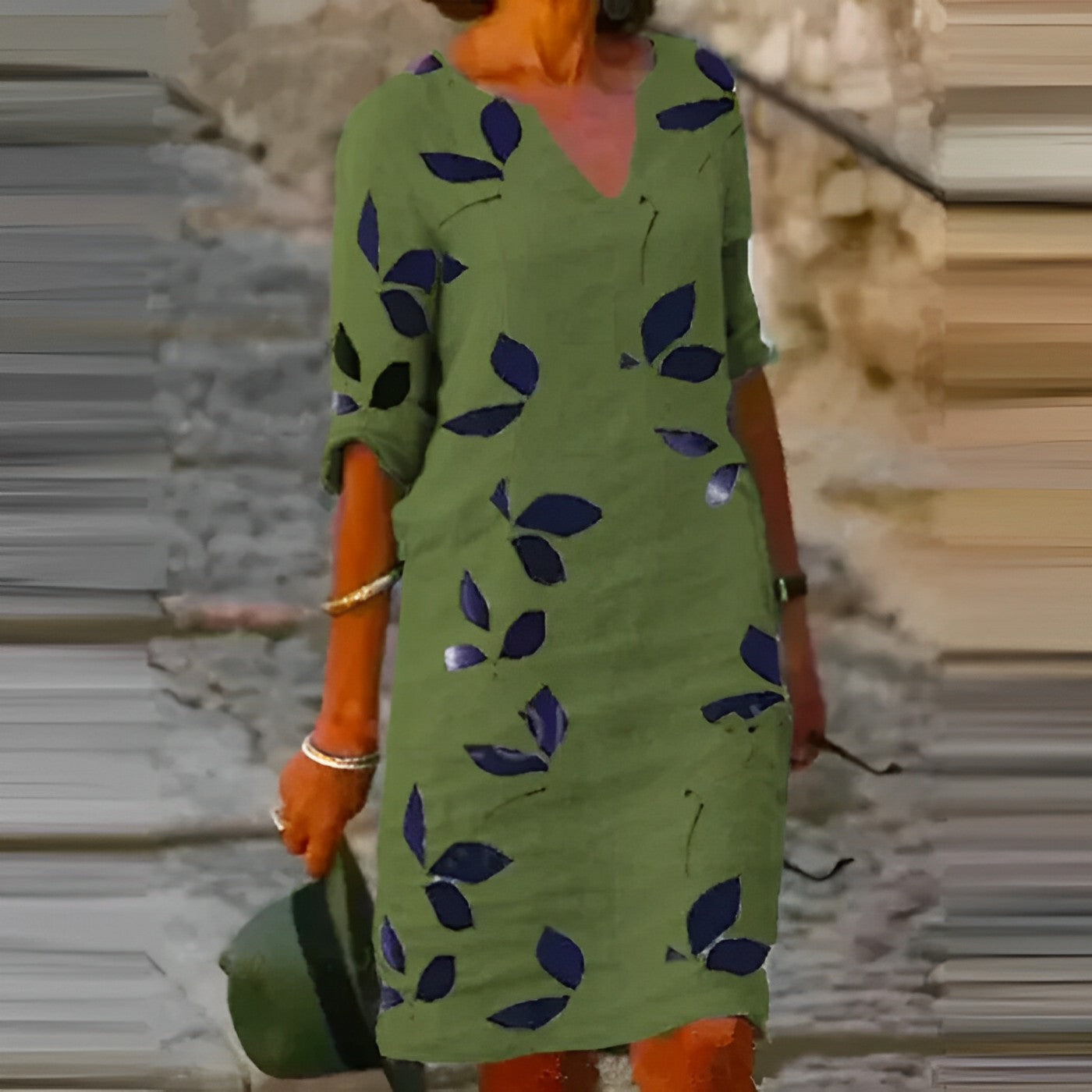 Heidi-Mode | Atemberaubendes Damen-Sommerkleid mit Blätterdruck