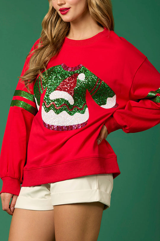 R&B | Weihnachts-Pailletten-Rundhals-Lässiger Sweatshirt