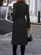 R&B | Doppelt Knopf Langarm Gürtel Trenchcoat Mit Einfarbig Für Damen Perfekt Für Den Alltag