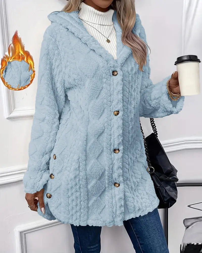 R&B | Jacke - Kunstpelz - Lockere Passform - Mit Kapuze und Knopfdetails