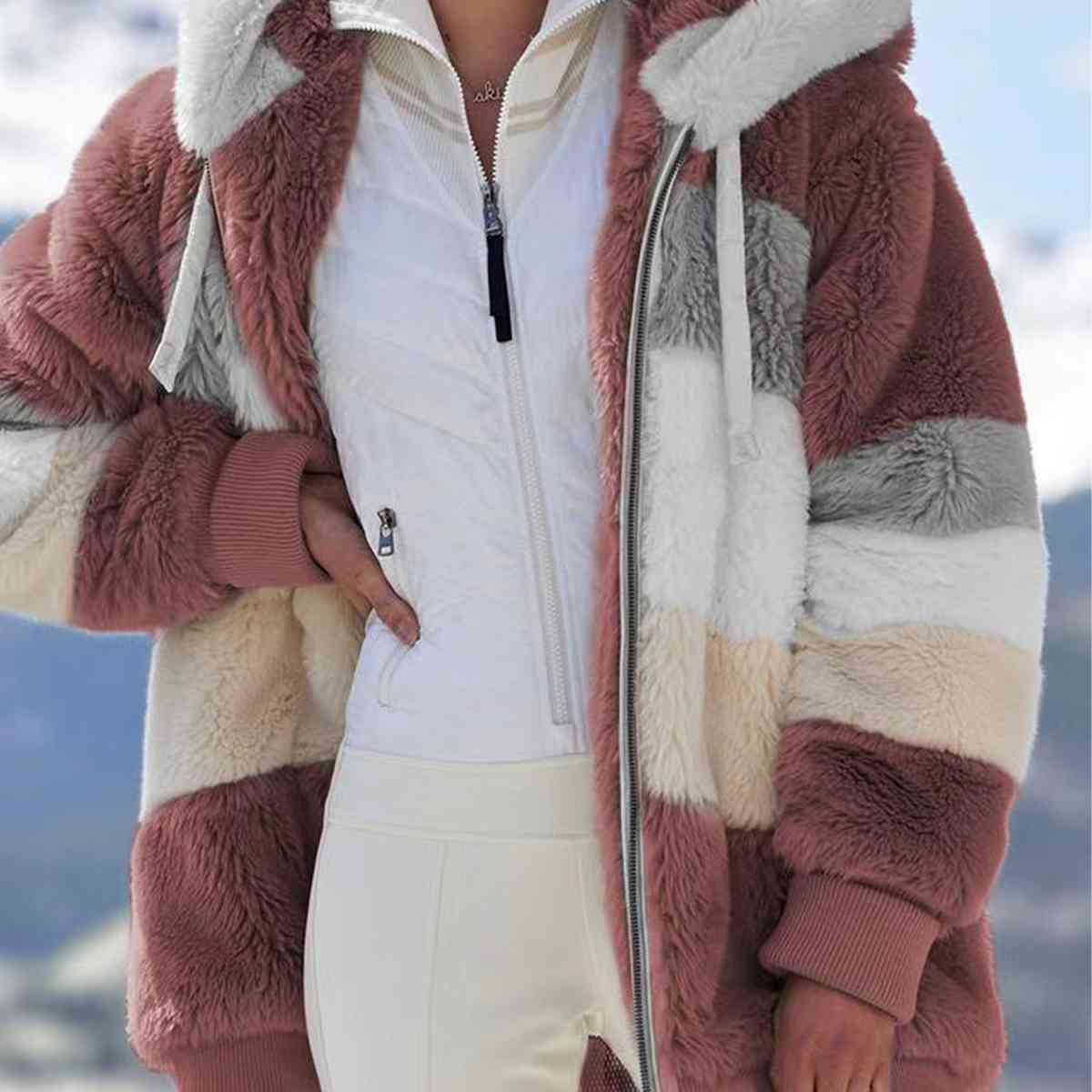 R&B | Color Block Zip-Up Kapuzenjacke