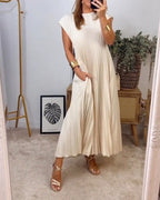 R&B | Elegantes Plissee-Kleid Einfarbig Ärmellos