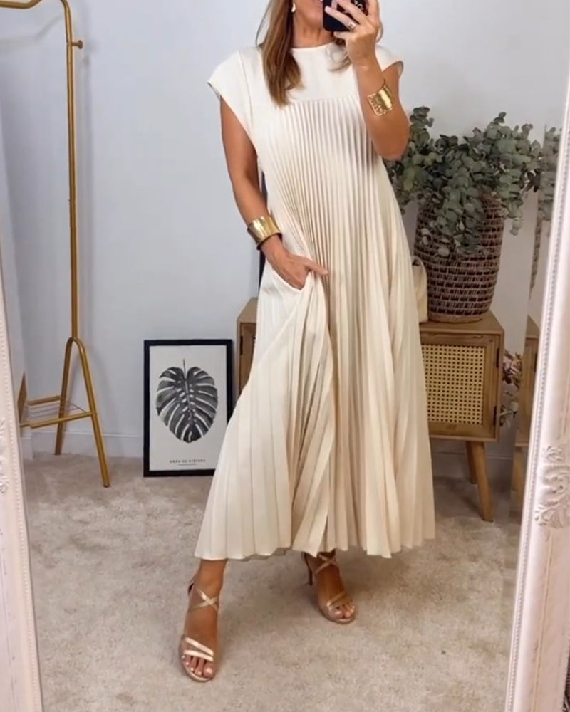 R&B | Elegantes Plissee-Kleid Einfarbig Ärmellos