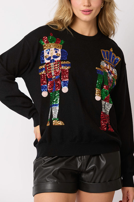 R&B | Weihnachtssoldat Pailletten Mode Lässiger Sweatshirt