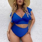 R&B | Großer Badeanzug mit Rüschendruck und hoher Taille