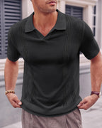 R&B | Hohles POLO-Shirt mit V-Ausschnitt