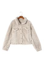 Unifarbene Plüsch Fleece Jacke Mit Knopfleiste