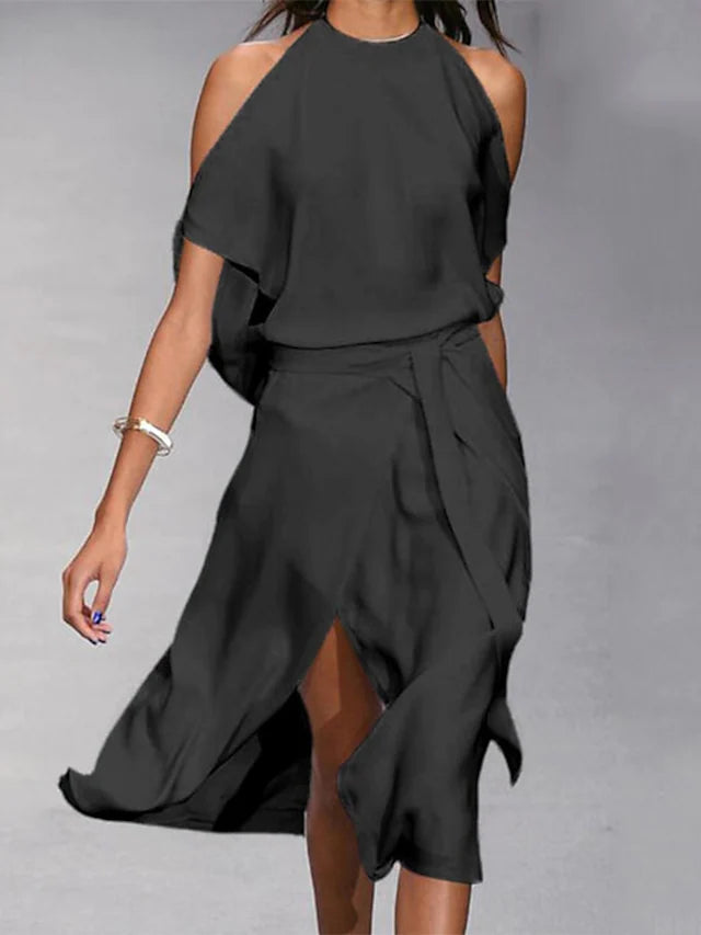 R&B | Lässiges Off-Shoulder Midi-Kleid