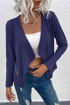 R&B | Offene Frontreißverschluss-Taschen-Cardigan