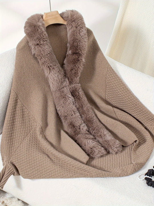 R&B | Faux Fur Cardigan mit Schal Kragen Akryl Warm und Elegant