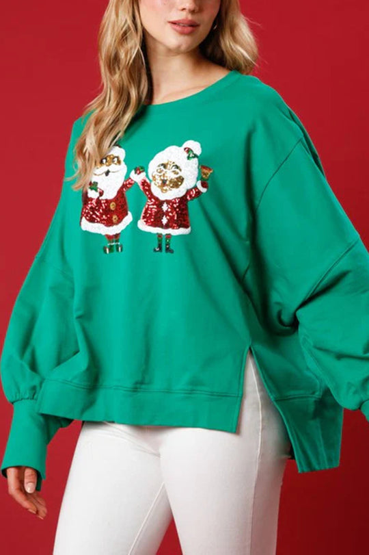 R&B | Weihnachtsmann Pailletten Lässig Lockere Lange Ärmel Sweatshirt