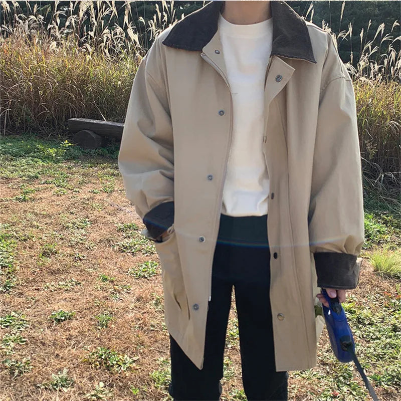 R&B | Damen Vintage-Style Jacke mit Umschlagbarem Kragen und Großen Taschen