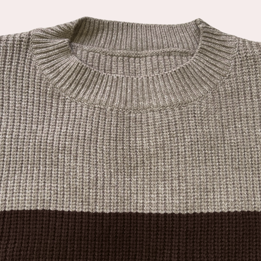 R&B | Zweifarbiger Strickpullover mit Cut-Out-Ärmeln