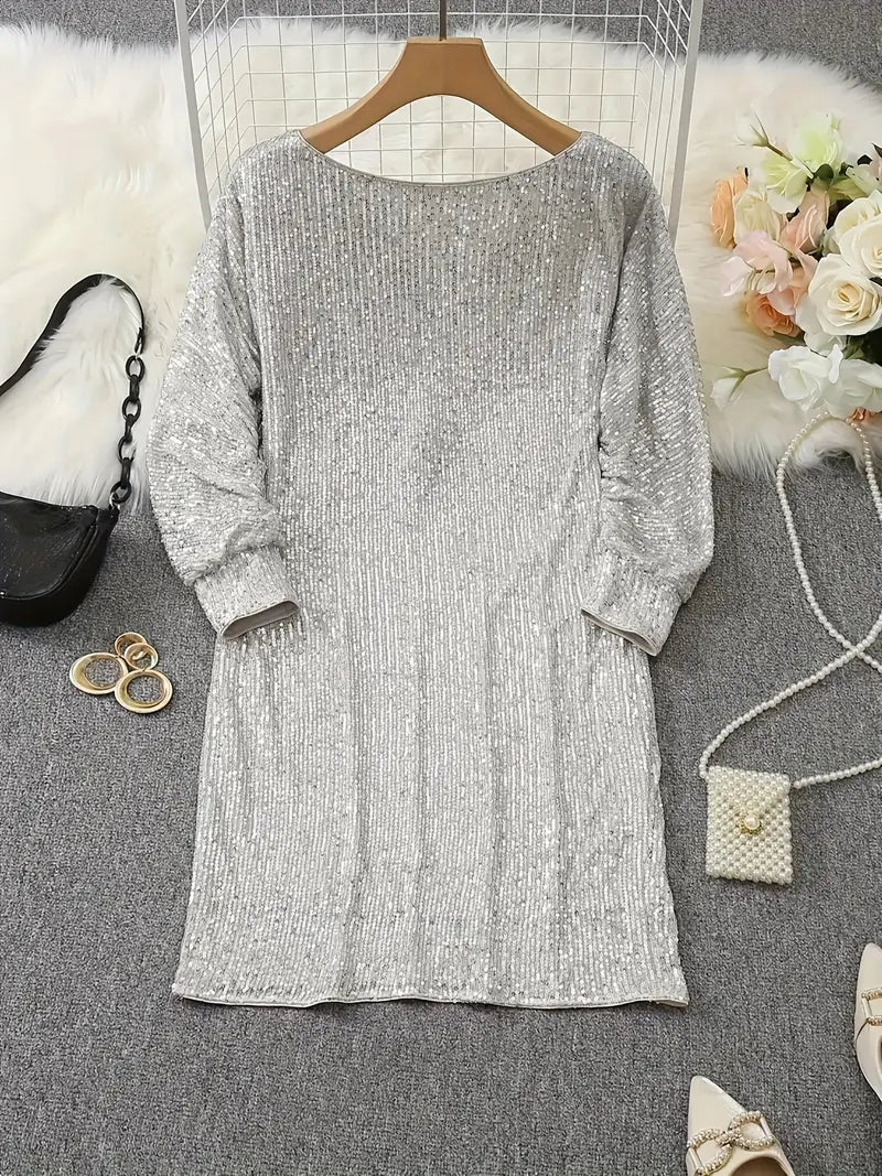 Glanzendes Minikleid mit einem Schulter