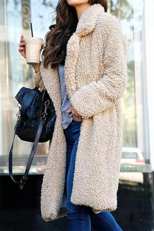 R&B | Faux Fur Langmantel Beige