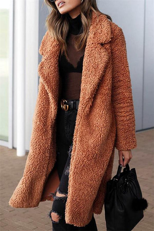 R&B | Faux Fur Langmantel Beige