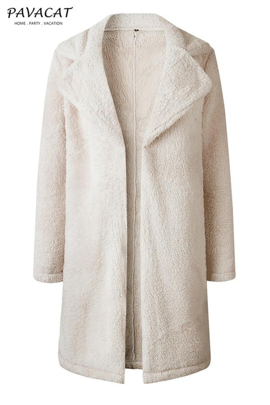 R&B | Faux Fur Langmantel Beige