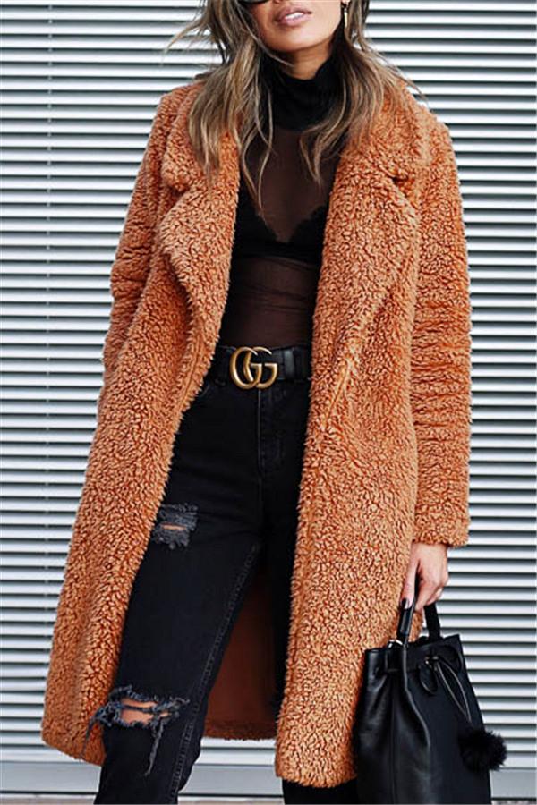 R&B | Faux Fur Langmantel Beige