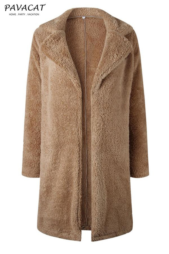 R&B | Faux Fur Langmantel Beige