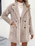 R&B | Doppelknopf-plüschjacke mit Reverskragen Polyester Weich und Warm