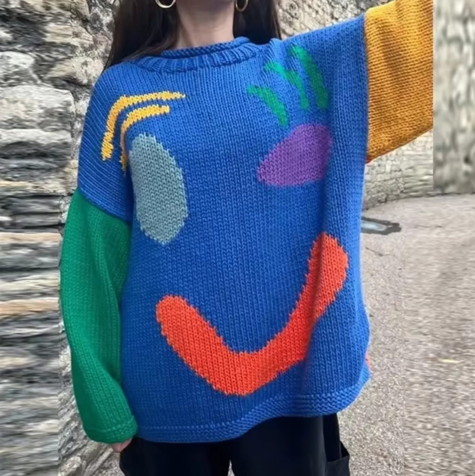 R&B | Übergroßer Baumwollstrick-Pullover für Frauen