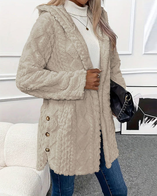 R&B | Jacke - Kunstpelz - Lockere Passform - Mit Kapuze und Knopfdetails