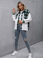 R&B | Karierte Kragenknopf Jacke