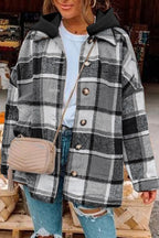 R&B | Gitter Oversized Jacke mit Kapuze Lässiger Komfort Warm und Trendy