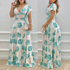 R&B | V-Ausschnitt Temperament elegant große Größe gedruckt Kleid