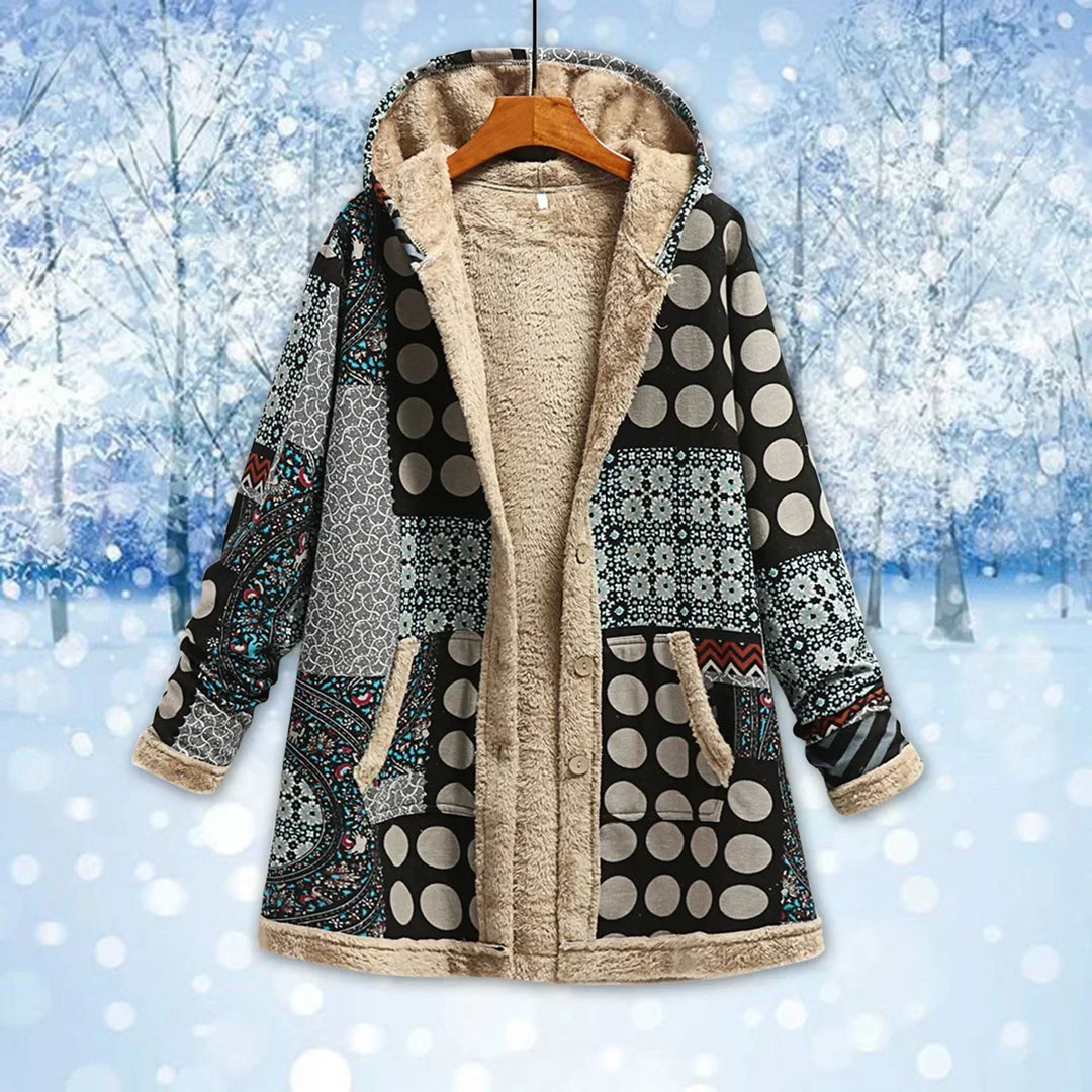 R&B | Fleecejacke - Relaxed Fit - Kapuze - Patchwork - Langes Modell - Lässiger Stil