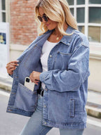 R&B | Knopf-Down Denimjacke mit Taschen