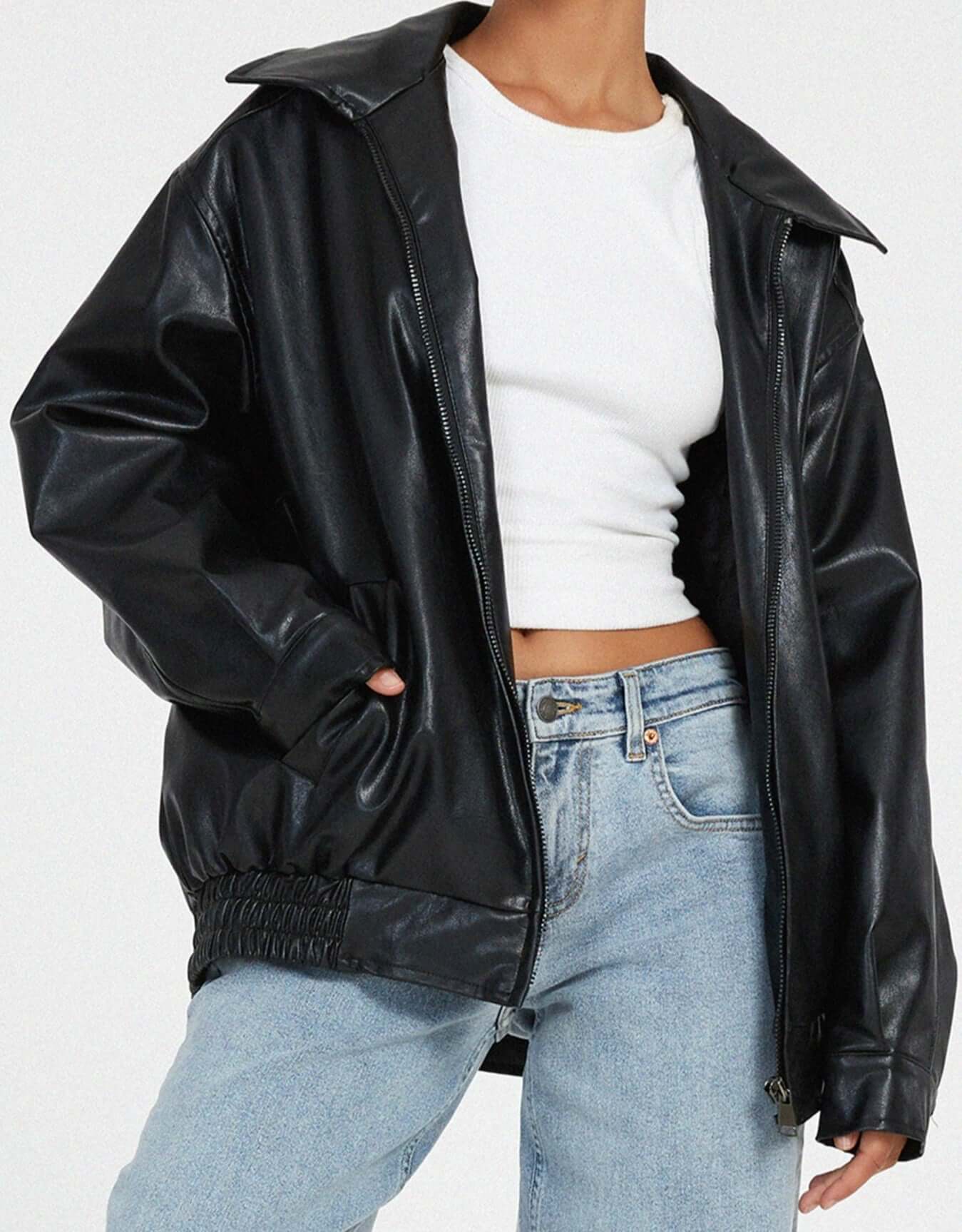 R&B | Übergroße Damen Kunstlederjacke