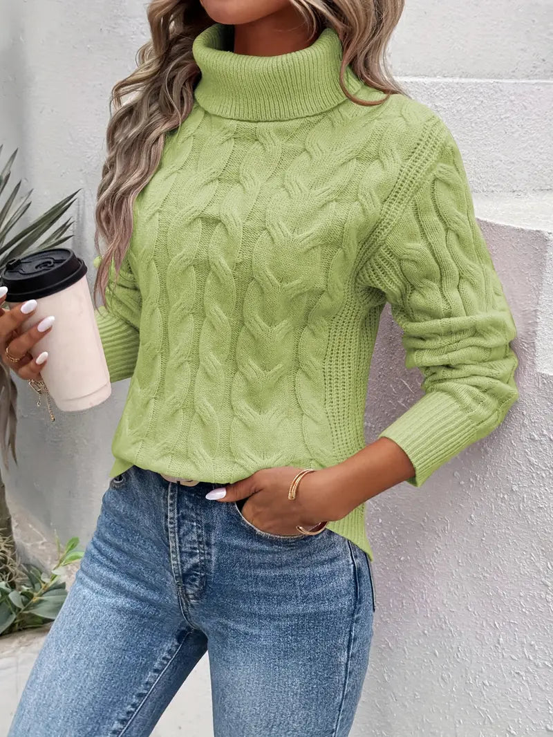 R&B | Rollkragenpullover mit Zopfmuster für Damen