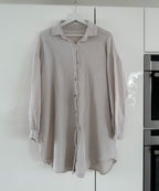 Oversize Musselin Bluse Glitzer Auge Beige
