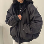 R&B | Übergroße Jacke mit Plüschfutter und Kapuze