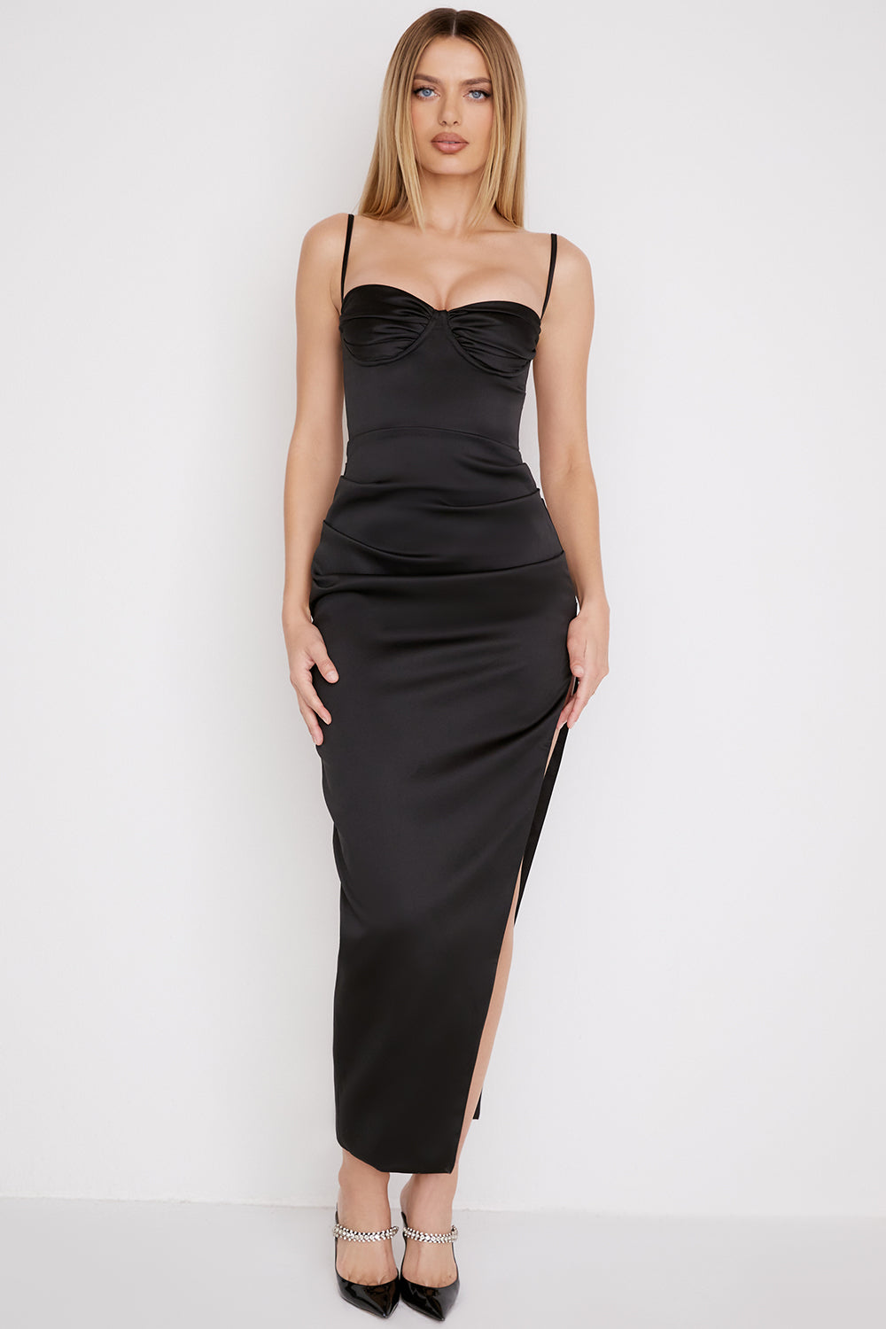 R&B | Plissiertes Korsett Midikleid
