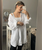 Musselin Bluse Freya Weiß Lang