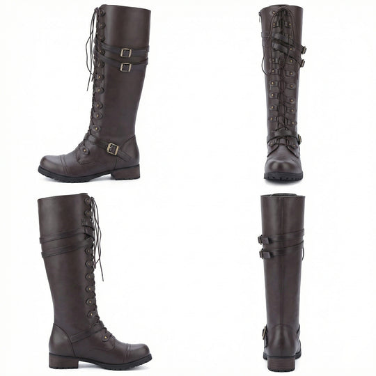 Steampunk-Inspirierte Damen Schnürstiefel R&B