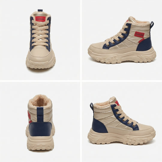 Damen gefütterte Winter-Sneaker mit hohem Kragen und rutschfester Sohle R&B