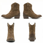 Kurze Cowboy-Stiefel | Western | Wildleder | Knöchel-Stiefel | Damenstiefel R&B