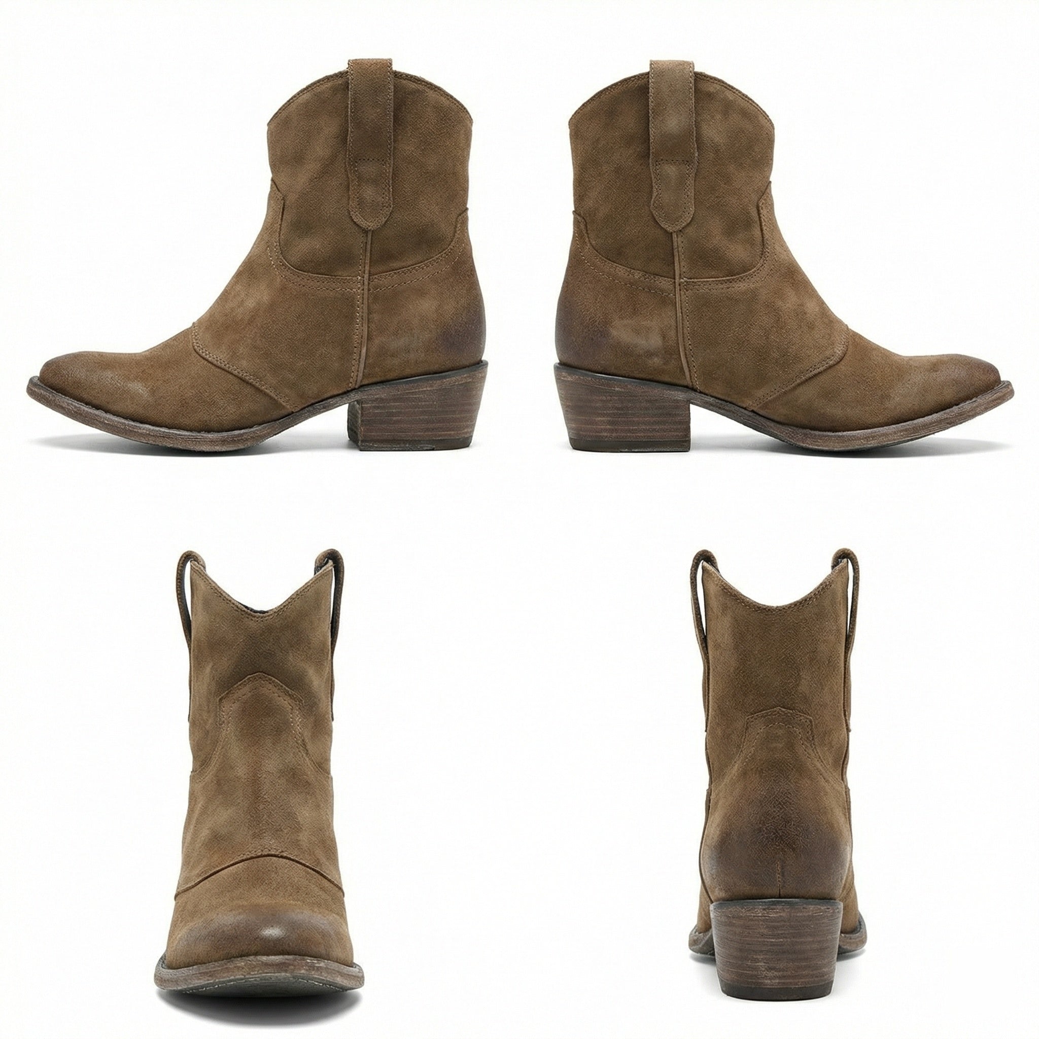 Kurze Cowboy-Stiefel | Western | Wildleder | Knöchel-Stiefel | Damenstiefel R&B
