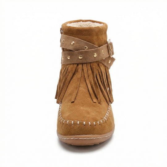 R&B Warme Vintage-Stiefel mit Fransen