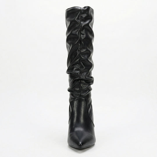 Damen High Heels Stiefel mit Gerafftem Design R&B