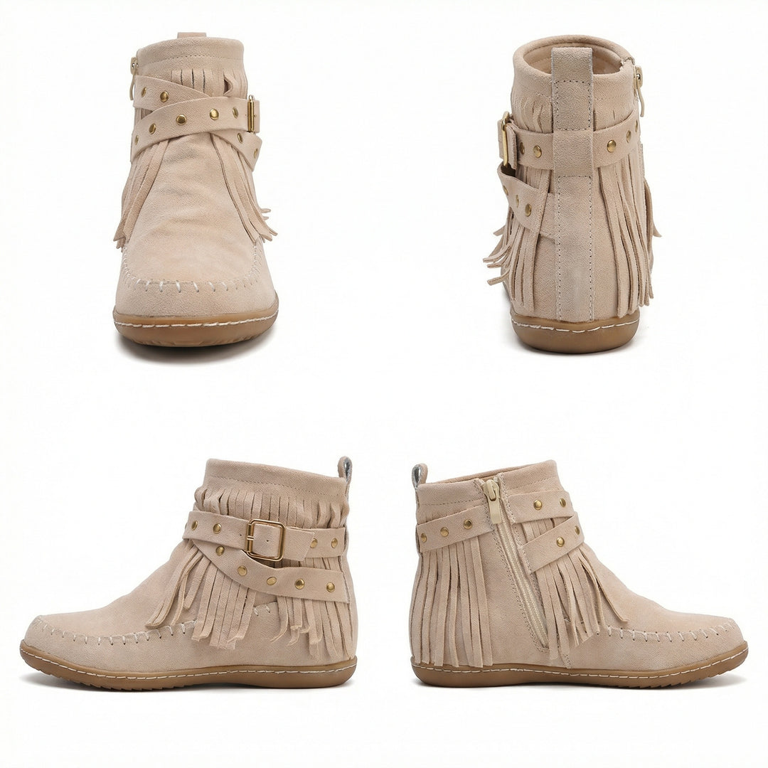 R&B Warme Vintage-Stiefel mit Fransen